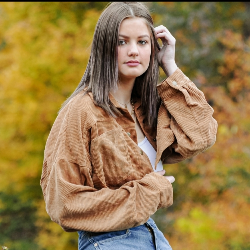 SOLD Favlux fashion cropped corduroy jacket camel - Picture 4 of 7